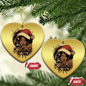 Funny African American Xmas Christmas Ornament Ain't Nothing But A Xmas Party Santa Black Melanin Girl TS11 Heart Gold Print Your Wear