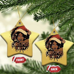 Funny African American Xmas Christmas Ornament Ain't Nothing But A Xmas Party Santa Black Melanin Girl TS11 Star Gold Print Your Wear