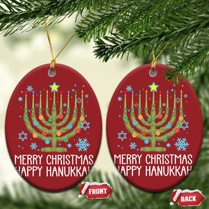 Funny Chrismukkah Christmas Ornament Merry Xmas Happy Hanukkah Xmas Tree Jewish Menorah TS11 Oval Red Print Your Wear