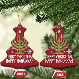 Funny Chrismukkah Christmas Ornament Merry Xmas Happy Hanukkah Xmas Tree Jewish Menorah TS11 Christmas Tree Red Print Your Wear