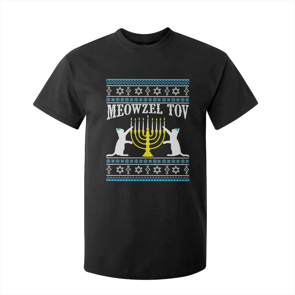 Meowzel Tov T Shirt For Kid Funny Hanukkah Cat Jewish Chanukah Menorah TS11 Black Print Your Wear