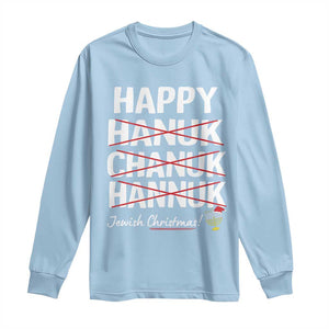 Funny Hanukkah Long Sleeve Shirt Happy Hanuk Chanuk Hannuk Jewish Christmas Menorah TS11 Light Blue Print Your Wear