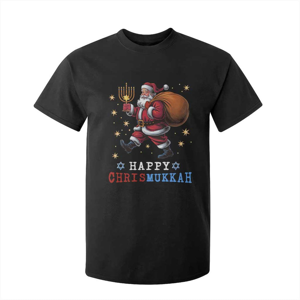 Funny Christmas Hanukkah T Shirt For Kid Happy Chrismukkah Santa Menorah TS11 Black Print Your Wear