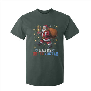 Funny Christmas Hanukkah T Shirt For Kid Happy Chrismukkah Santa Menorah TS11 Dark Forest Green Print Your Wear