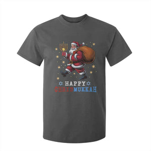 Funny Christmas Hanukkah T Shirt For Kid Happy Chrismukkah Santa Menorah TS11 Dark Heather Print Your Wear