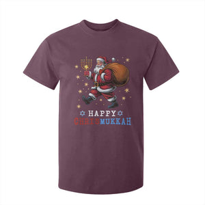 Funny Christmas Hanukkah T Shirt For Kid Happy Chrismukkah Santa Menorah TS11 Maroon Print Your Wear