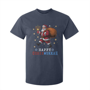 Funny Christmas Hanukkah T Shirt For Kid Happy Chrismukkah Santa Menorah TS11 Navy Print Your Wear