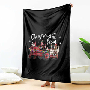 Funny Christmas On The Farm Throw Blanket Vintage Red Tractor Livestock TS11 Print Your Wear