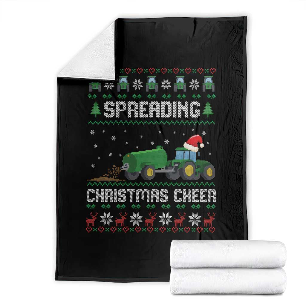 Spreading Christmas Cheer Throw Blanket Funny Farming Tractor Xmas TS11 Black Print Your Wear