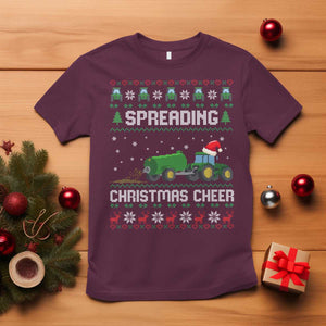 Spreading Christmas Cheer T Shirt Funny Farming Tractor Xmas TS11 Maroon Print Your Wear