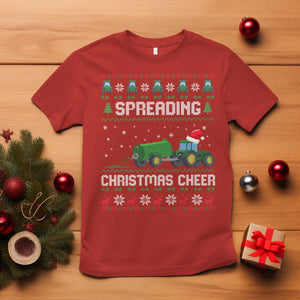 Spreading Christmas Cheer T Shirt Funny Farming Tractor Xmas TS11 Red Print Your Wear