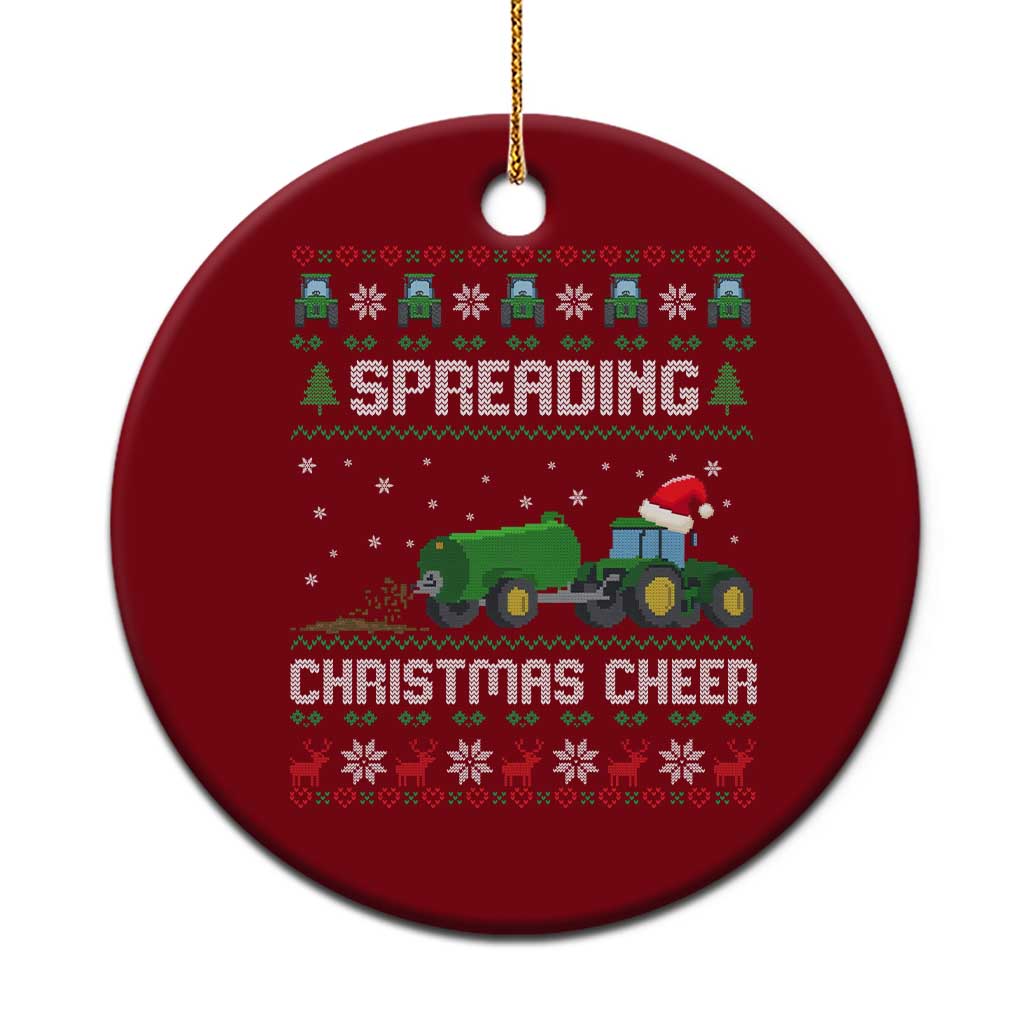 Spreading Christmas Cheer Ceramic Ornament Funny Farming Tractor Xmas TS11 1pc Red Print Your Wear