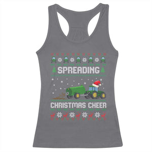 Spreading Christmas Cheer Racerback Tank Top Funny Farming Tractor Xmas TS11 Charcoal Print Your Wear