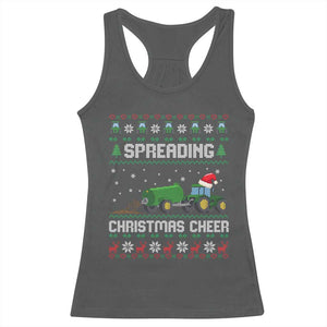 Spreading Christmas Cheer Racerback Tank Top Funny Farming Tractor Xmas TS11 Dark Heather Print Your Wear