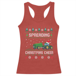 Spreading Christmas Cheer Racerback Tank Top Funny Farming Tractor Xmas TS11 Red Print Your Wear