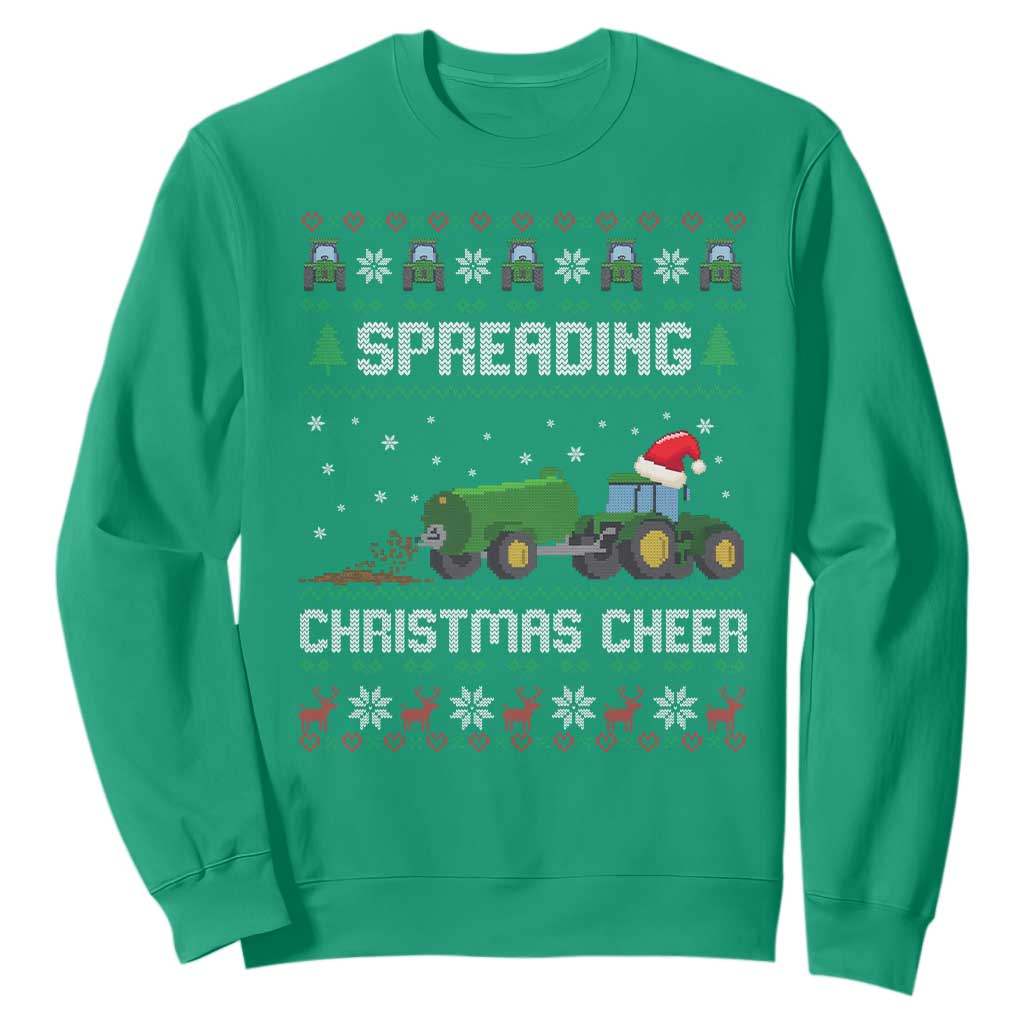 Spreading Christmas Cheer Sweatshirt Funny Farming Tractor Xmas TS11 Irish Green Print Your Wear