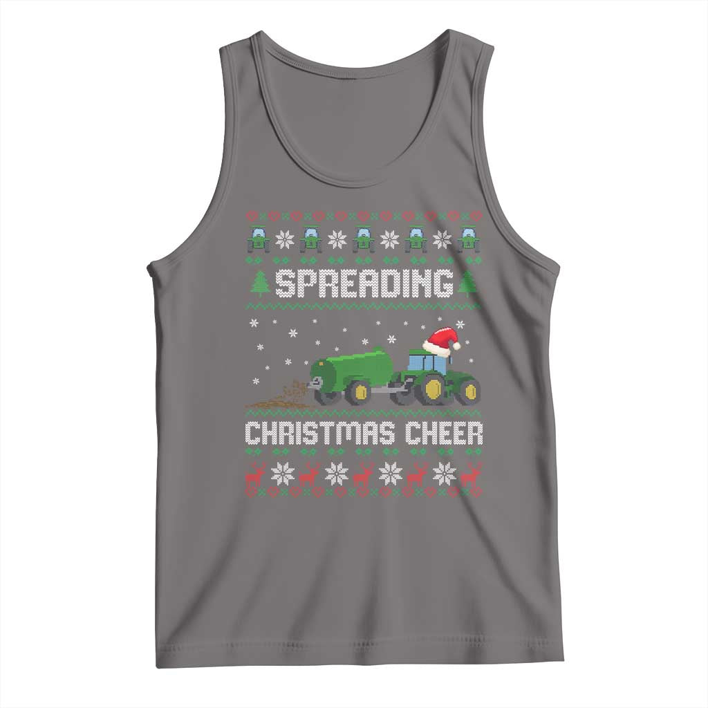 Spreading Christmas Cheer Tank Top Funny Farming Tractor Xmas TS11 Deep Heather Print Your Wear
