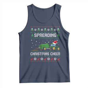 Spreading Christmas Cheer Tank Top Funny Farming Tractor Xmas TS11 Navy Print Your Wear