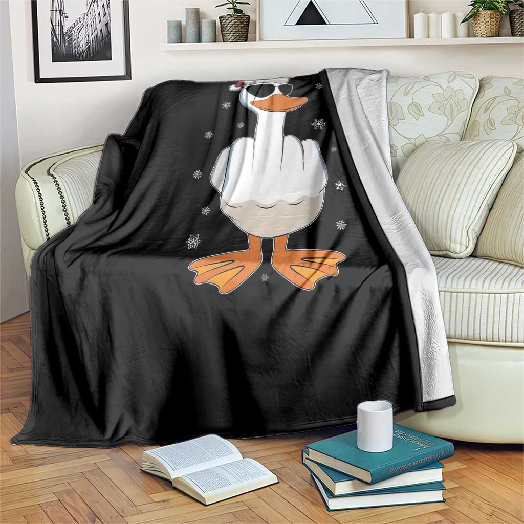 Funny Christmas Offensive Rude Duck Throw Blanket I Dont Give A Duck Middle Finger Xmas TS11 Print Your Wear