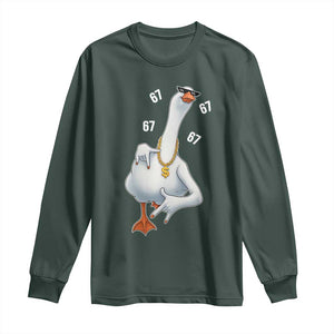 Funny 67 Cool Silly Goose Hip Hop Gangster Long Sleeve Shirt TS11 Dark Forest Green Print Your Wear