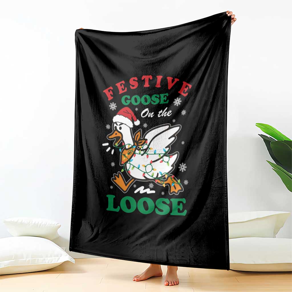 Funny Goose Christmas Throw Blanket Festive Goose On The Loose Xmas Holiday TS11 Print Your Wear