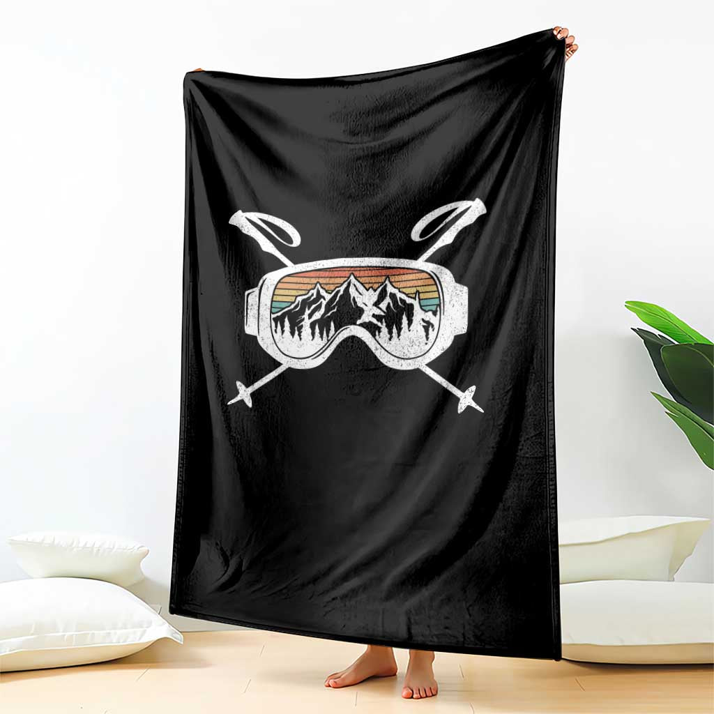 Ski Goggles Mountain Snow Skiing Retro Winter Vacation Throw Blanket TS11 Print Your Wear