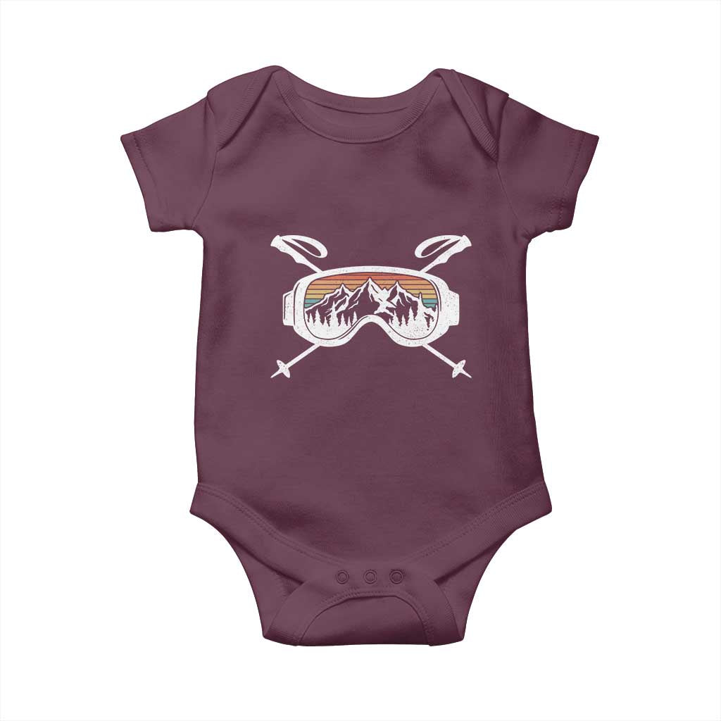 Ski Goggles Mountain Snow Skiing Retro Winter Vacation Baby Onesie TS11 Maroon Print Your Wear
