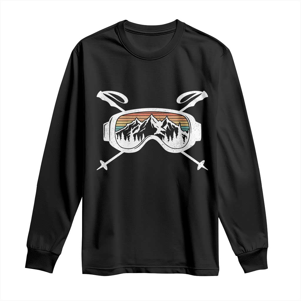 Ski Goggles Mountain Snow Skiing Retro Winter Vacation Long Sleeve Shirt TS11 Black Print Your Wear