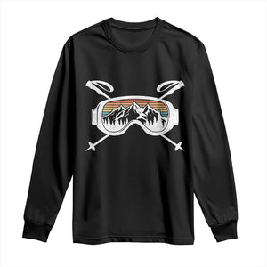 Ski Goggles Mountain Snow Skiing Retro Winter Vacation Long Sleeve Shirt TS11 Black Print Your Wear