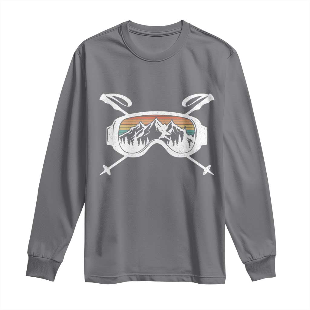 Ski Goggles Mountain Snow Skiing Retro Winter Vacation Long Sleeve Shirt TS11 Charcoal Print Your Wear