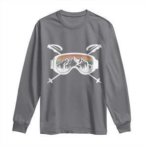 Ski Goggles Mountain Snow Skiing Retro Winter Vacation Long Sleeve Shirt TS11 Charcoal Print Your Wear