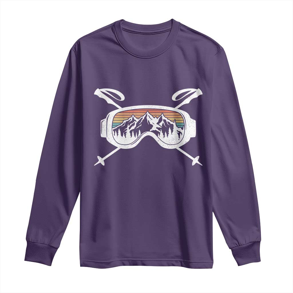 Ski Goggles Mountain Snow Skiing Retro Winter Vacation Long Sleeve Shirt TS11 Purple Print Your Wear
