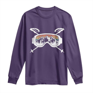 Ski Goggles Mountain Snow Skiing Retro Winter Vacation Long Sleeve Shirt TS11 Purple Print Your Wear