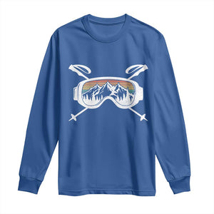 Ski Goggles Mountain Snow Skiing Retro Winter Vacation Long Sleeve Shirt TS11 Royal Blue Print Your Wear