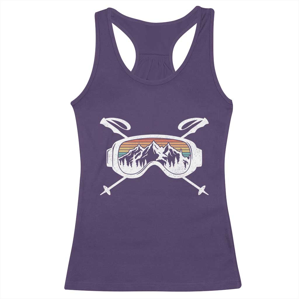 Ski Goggles Mountain Snow Skiing Retro Winter Vacation Racerback Tank Top TS11 Purple Print Your Wear