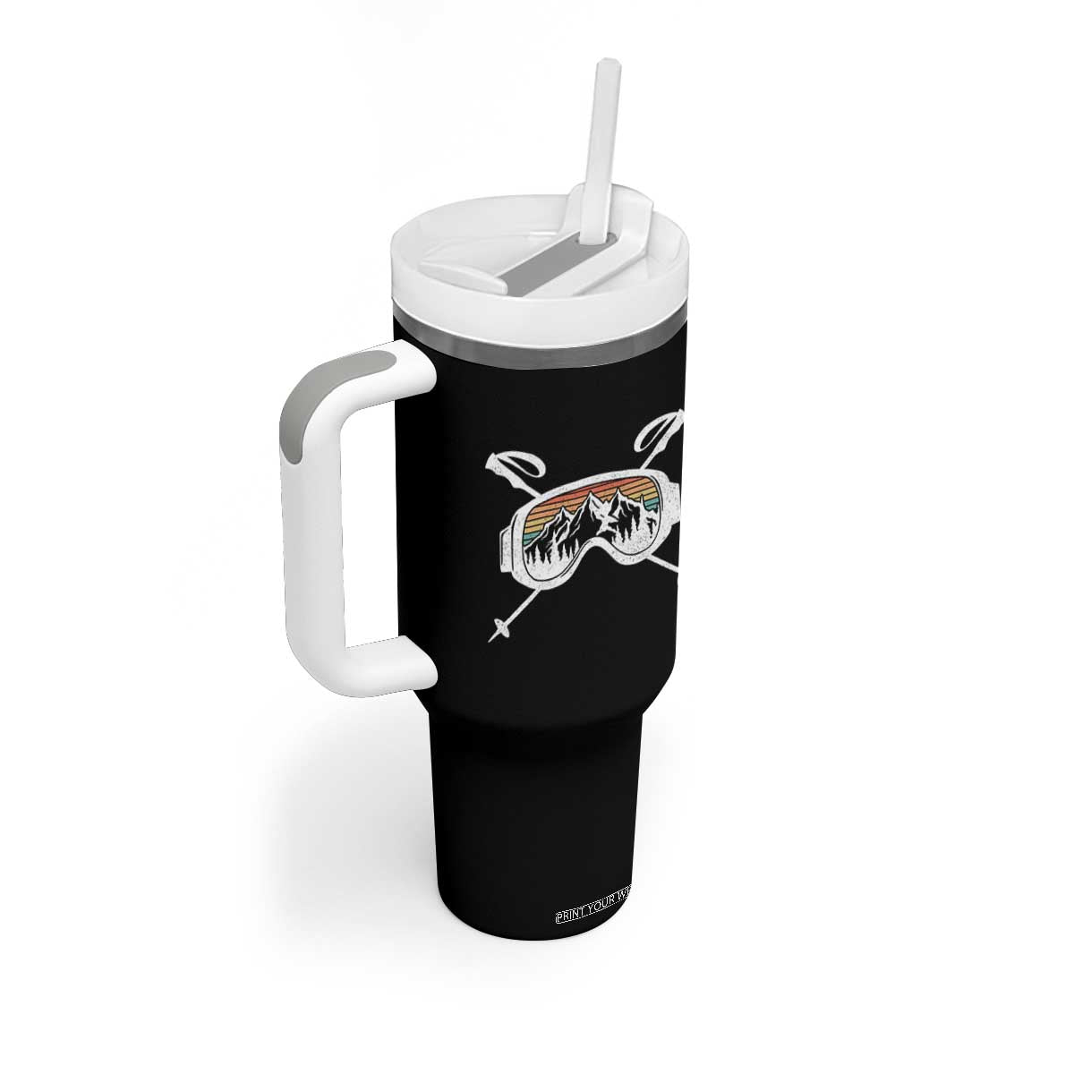 Ski Goggles Mountain Snow Skiing Retro Winter Vacation Tumbler With Handle TS11 Print Your Wear