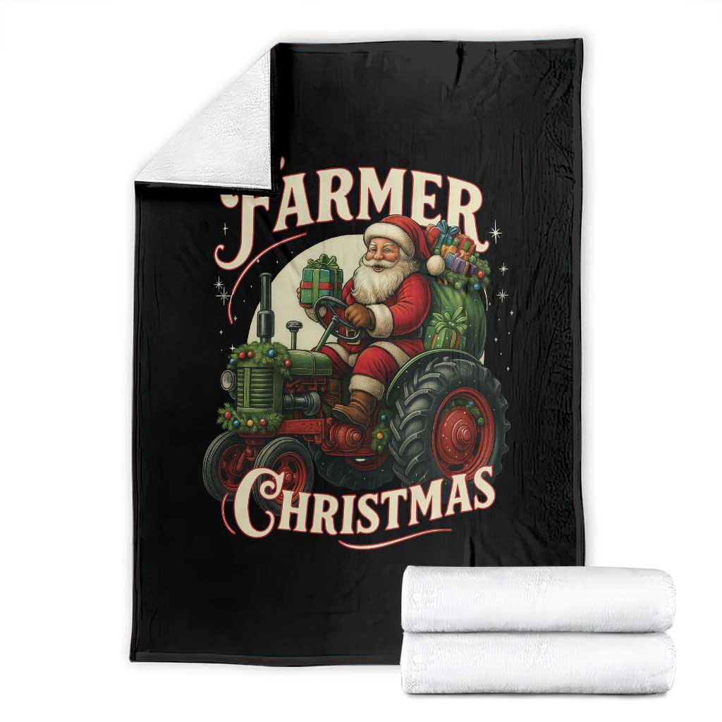 Funny Farmer Christmas Xmas Santa Farm Tractor Throw Blanket TS11 Black Print Your Wear