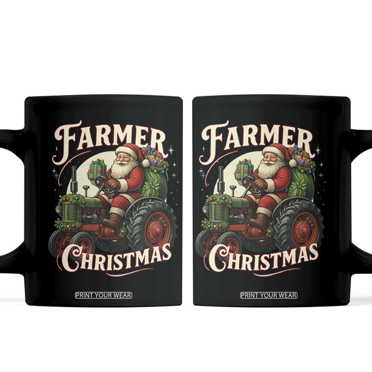 Funny Farmer Christmas Xmas Santa Farm Tractor Coffee Mug TS11 Black Print Your Wear