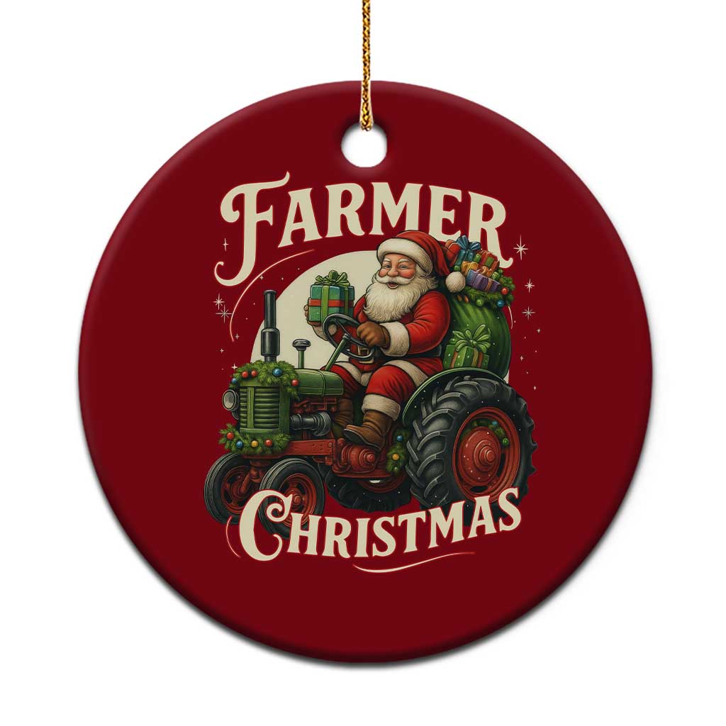 Funny Farmer Christmas Xmas Santa Farm Tractor Ceramic Ornament TS11 1pc Red Print Your Wear