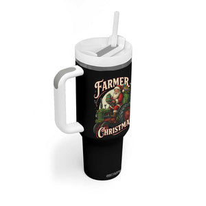 Funny Farmer Christmas Xmas Santa Farm Tractor Tumbler With Handle TS11 Print Your Wear