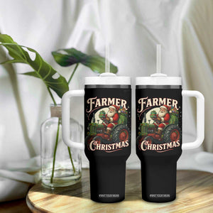 Funny Farmer Christmas Xmas Santa Farm Tractor Tumbler With Handle TS11 Print Your Wear