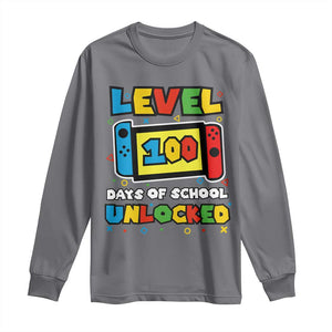 Level 100 Days Of School Unlocked Long Sleeve Shirt Happy 100TH Days Of School Gaming TS11 Charcoal Print Your Wear