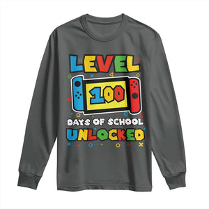 Level 100 Days Of School Unlocked Long Sleeve Shirt Happy 100TH Days Of School Gaming TS11 Dark Heather Print Your Wear