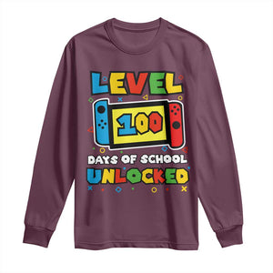 Level 100 Days Of School Unlocked Long Sleeve Shirt Happy 100TH Days Of School Gaming TS11 Maroon Print Your Wear