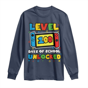 Level 100 Days Of School Unlocked Long Sleeve Shirt Happy 100TH Days Of School Gaming TS11 Navy Print Your Wear