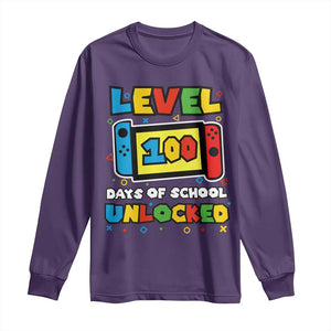 Level 100 Days Of School Unlocked Long Sleeve Shirt Happy 100TH Days Of School Gaming TS11 Purple Print Your Wear