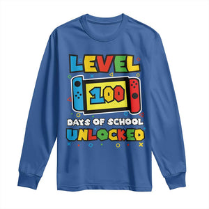 Level 100 Days Of School Unlocked Long Sleeve Shirt Happy 100TH Days Of School Gaming TS11 Royal Blue Print Your Wear