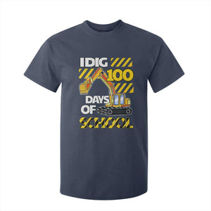 I Dig 100 Days Of School T Shirt For Kid Construction Vehicle Excavators TS11 Navy Print Your Wear