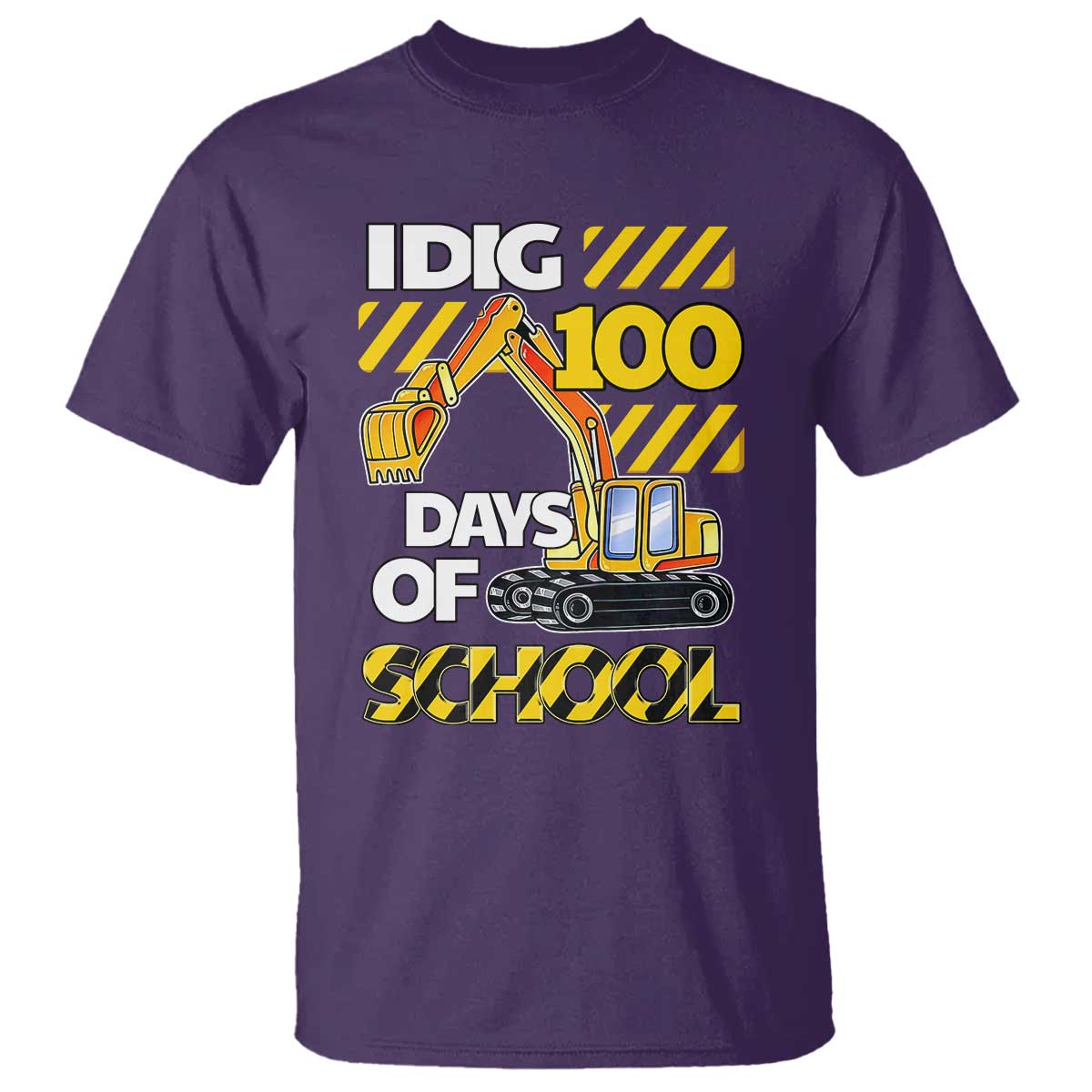 I Dig 100 Days Of School T Shirt Construction Vehicle Excavators TS11 Purple Print Your Wear