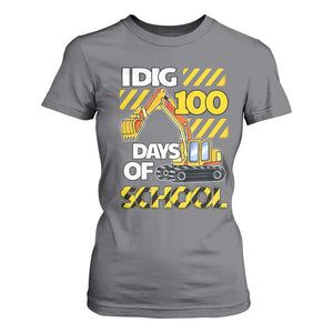 I Dig 100 Days Of School T Shirt For Women Construction Vehicle Excavators TS11 Charcoal Print Your Wear